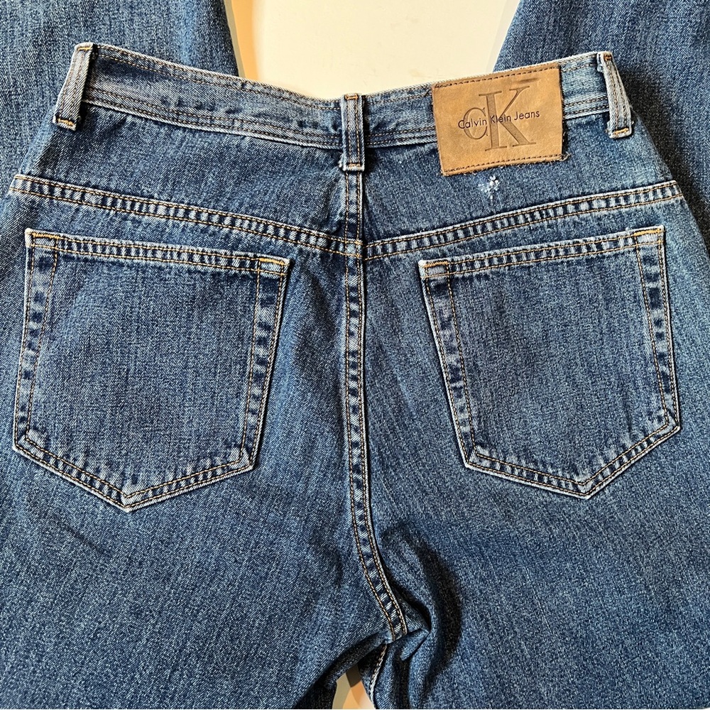 Vintage Calvin Klein Wide Leg Jeans with High-Waisted Fit - Picture 8 of 15